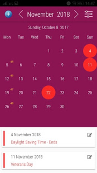US Calendar with Festivals and Holidays