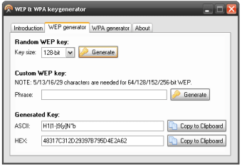 WEP and WPA Key Generator