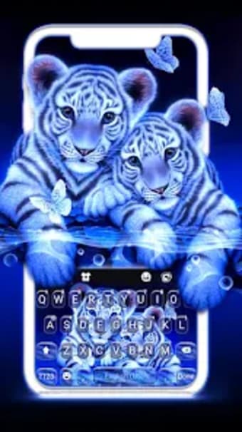 Neon Tiger Cubs Keyboard Backg