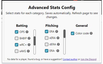 ESPN Fantasy Baseball Advanced Statistics