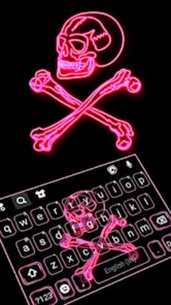 Pink Neon Skull Keyboard Backg