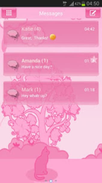 Cat Pink Theme GO SMS Pro