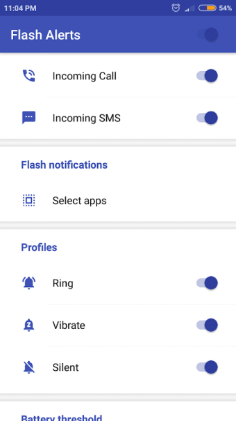 Flash alerts on call and sms