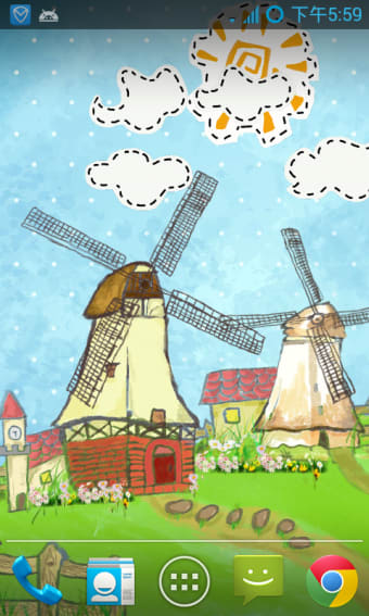 Cartoon Grassland windmill FLW