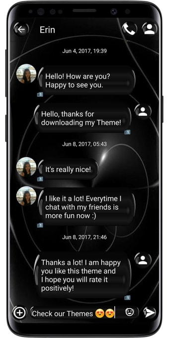 SMS Theme Black Sphere - chat