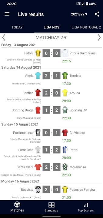 Live Scores for Liga Portugal 20212022