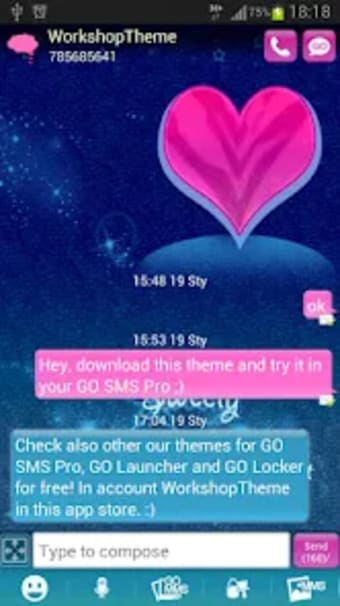 Pink Blue Theme GO SMS Pro