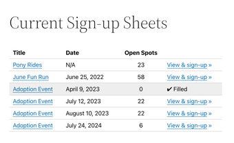 Sign-up Sheets