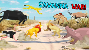 Lion Fights Savannah Animals