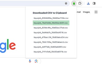 downloaded csv to clipboard