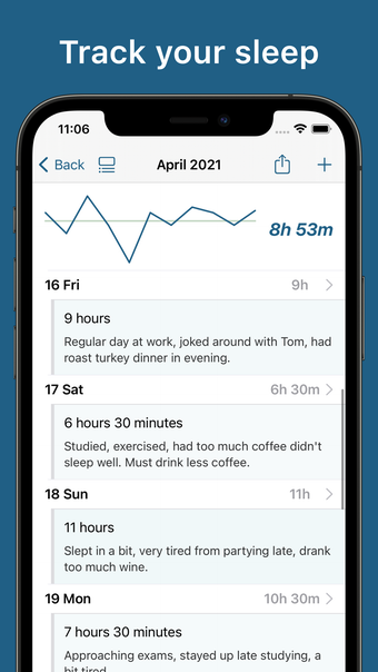 Sleep Track: Log Journal Diary