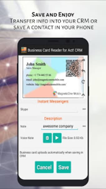 Business Card Reader for Act CRM