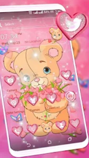 Teddy Bear Pink Launcher Theme
