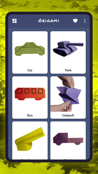 Origami cars and tanks