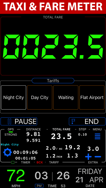 Taximeter. GPS taxi cab meter.