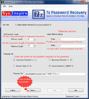 SysInspire 7z Password Recovery