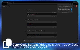 ChatGPT Bottom Copy Code Button & Statistics