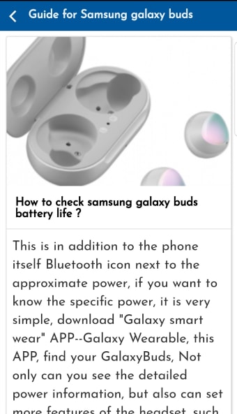 Guide for Samsung galaxy buds