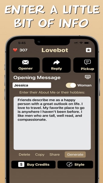 AI Text Response Lovebot Aura