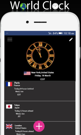 World clock widget and weather: Time of Countries