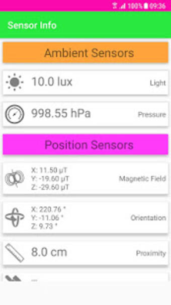 Sensor Info and Device Hardware Data Test