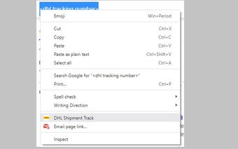 Context Menu Shipment Track