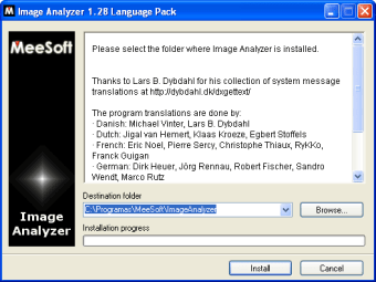Pacote de idiomas para o Image Analyzer