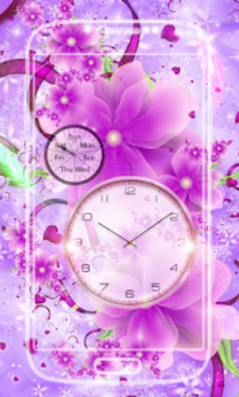 Flowers Analog Clock Live Wall