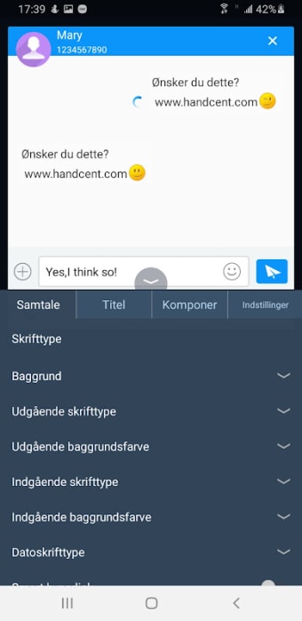 Handcent Next SMS Danish Langu