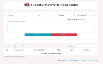Proseller Amazon Keyword index & Rank tester