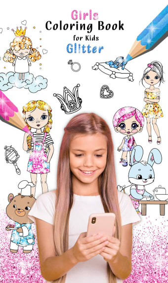 Girls Coloring Book for Kids Glitter
