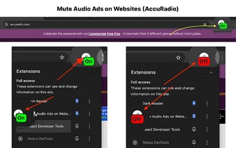 Mute Audio Ads on Websites (AccuRadio)