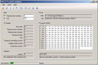MPEG2 TS Packet Analyser