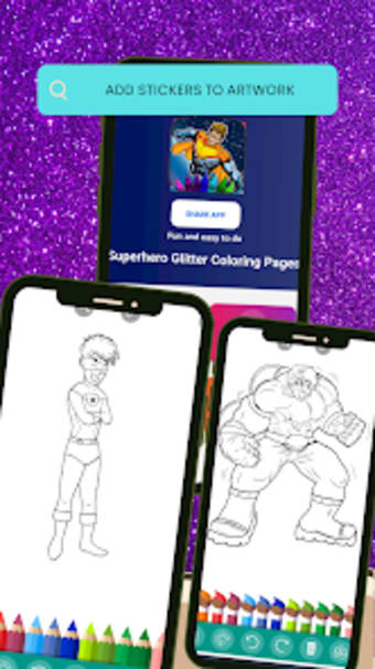 Superhero Glitter Coloring