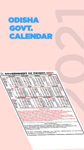 Odisha GOVT. Calendar 2021