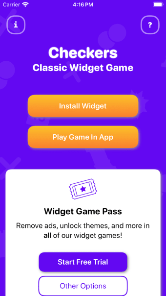 Checkers Classic Widget Game