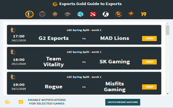 Esports Gold TV Guide