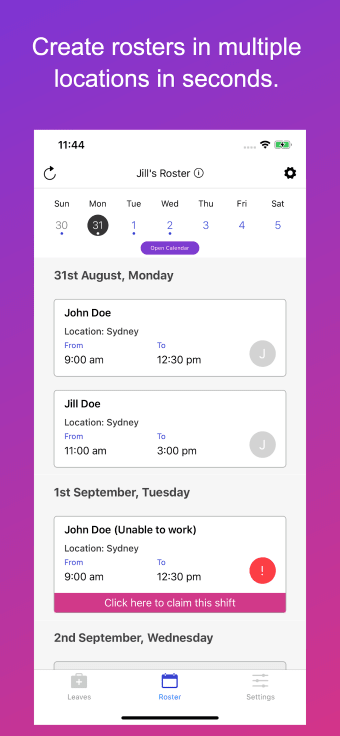 Get My Roster - Staff Shift Planner Work Calendar