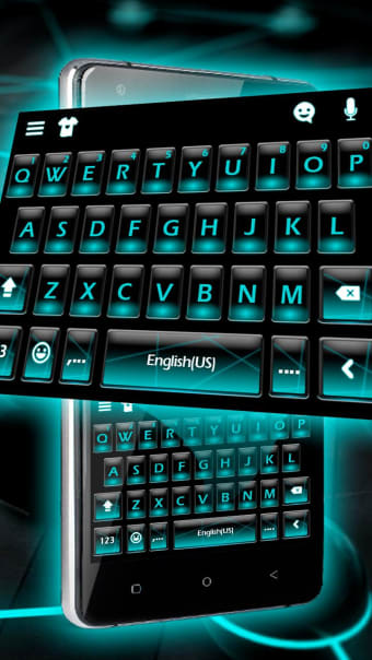 Blue Neon Fonts Tech Beam Keyboard - Neon fonts