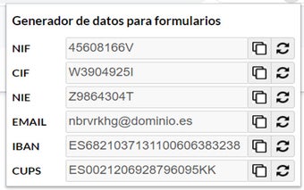 Generador de datos para formularios