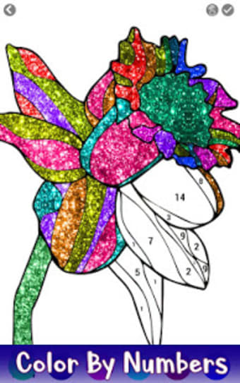 Flowers Glitter Color by Number  Paint by Numbers