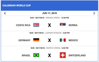 World Cup 2018 Calendar