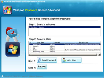 Windows Password Geeker Advanced