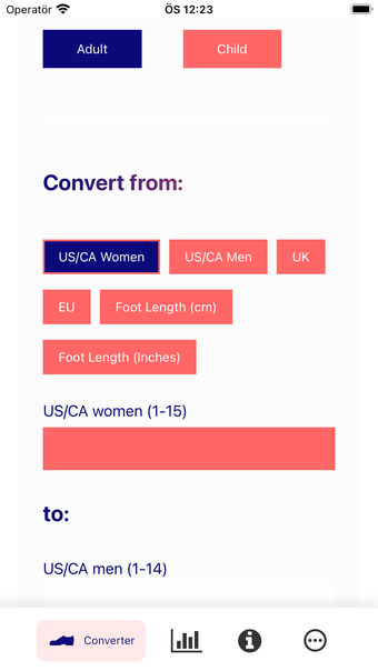 Shoe Size Converter  Chart