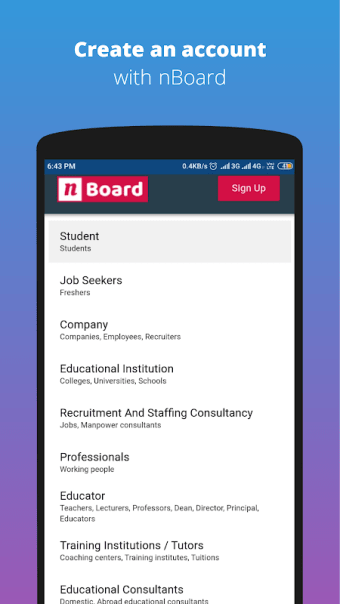 nBoard - Networking App for Students, job seekers.
