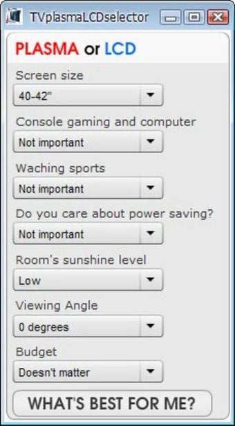 TVplasmaLCDSelector