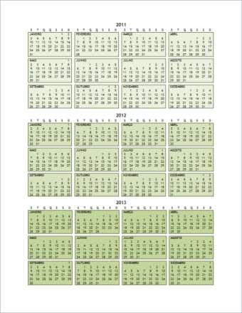Calendário de 2011-2013