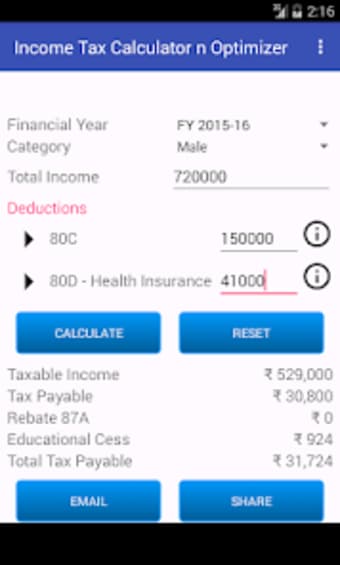 Income Tax Calculator Optimize