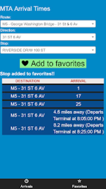 New York MTA Bus Time Tracker