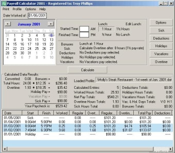Payroll Calculator 2002